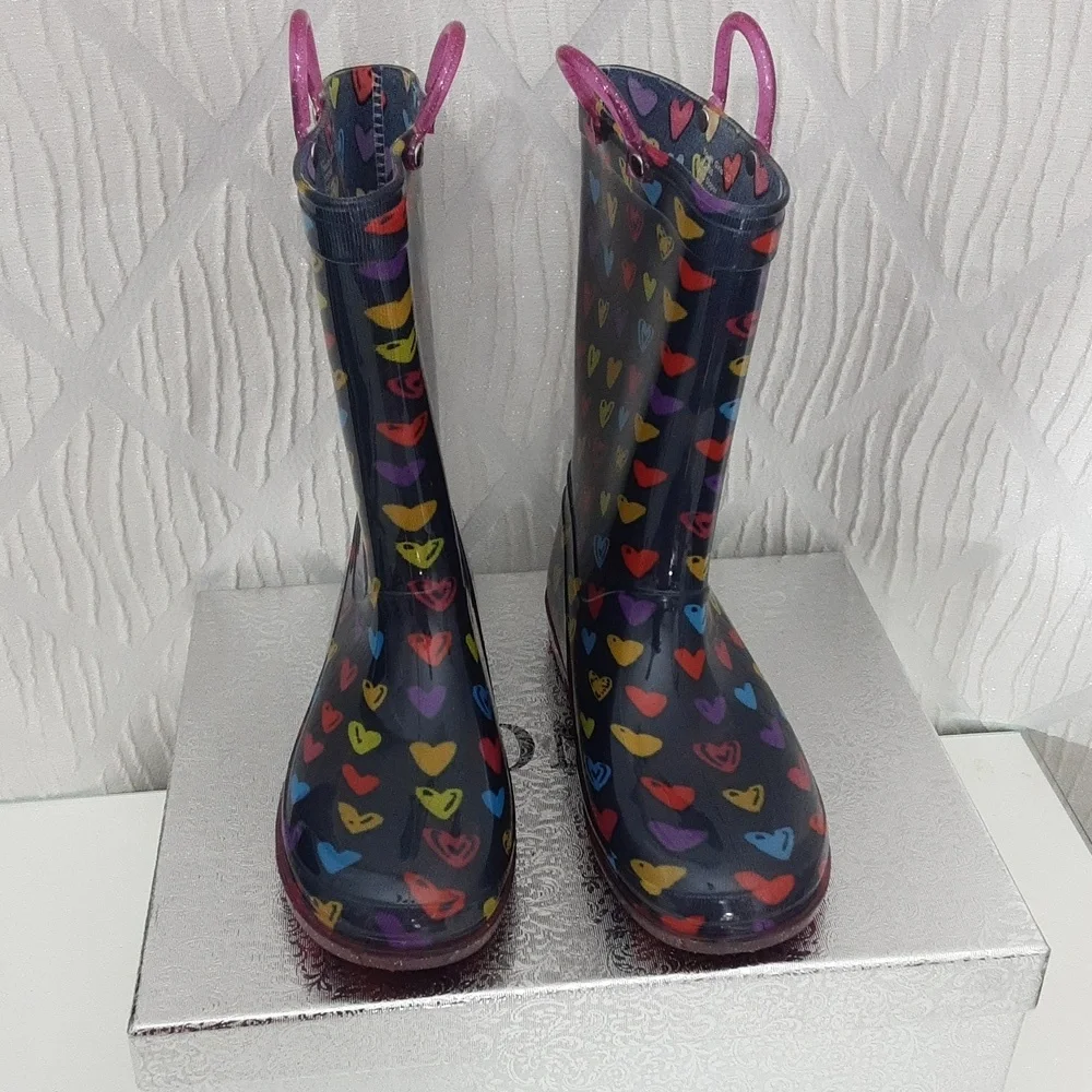 Magellan Outdoors Heart Pattern Rain Boots Size 3.